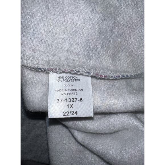 Woman Within Top Size 1X 22/24 Gray Floral Print Preppy Pullover Sweatshirt - Picture 9 of 10